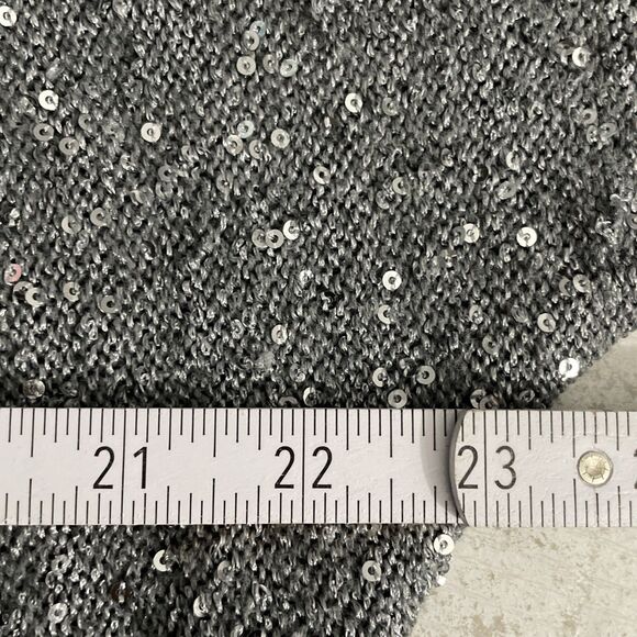 Express Women’s Cardigan L Gray Sequin Open Front Sparkly Glam Chic Sweater - Picture 6 of 9